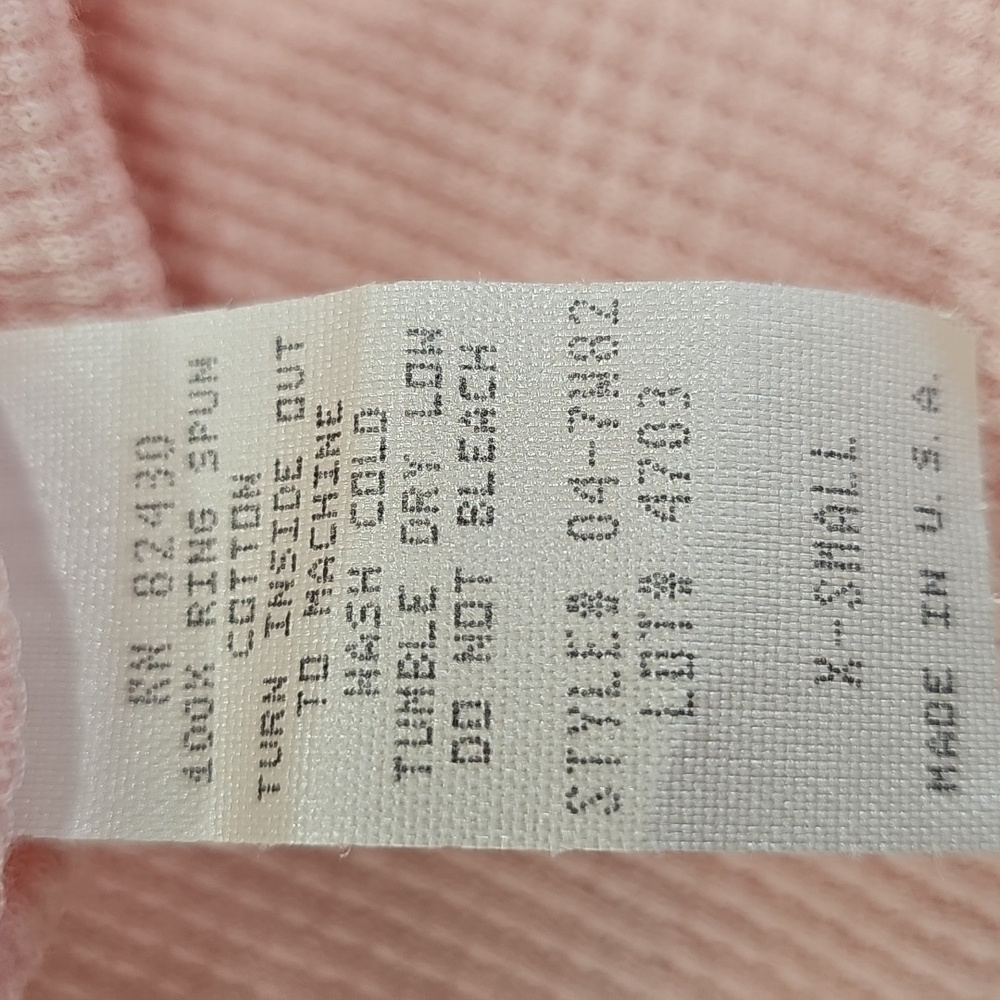 Vtg Y2K Fitigues Light Pink, Long Sleeve Waffle Knit, V Neck, Hoodie, XS, NEW - Picture 6 of 9